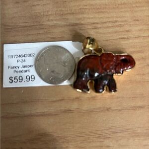 Charles Albert Fancy Jasper Elephant Pendant Necklace